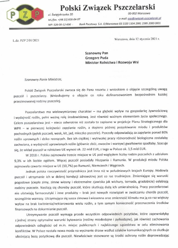 Polski Zwiazek Pszczelarski dofinansowanie od ula