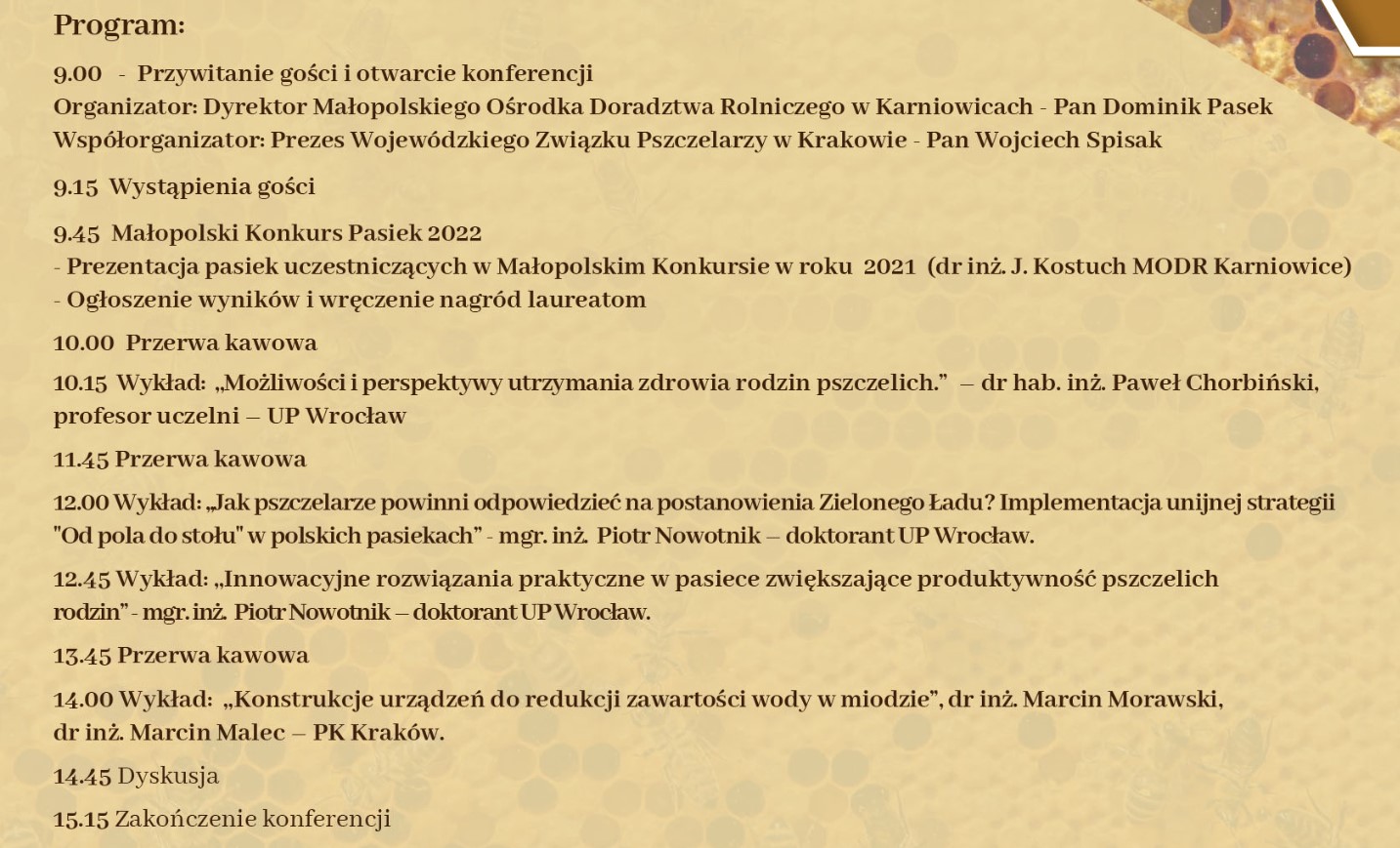 Program konferencji w karniowicach