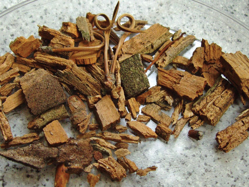 Próchno powstałe w&nbsp;wyniku trawienia drewna enzymami grzybów rozkładu brunatnego jest brunatno-brązowe. O&nbsp;zabarwieniu decyduje duża ilość obecnej ligniny, która ulega łatwemu skruszeniu do postaci pryzmatycznych kosteczek.