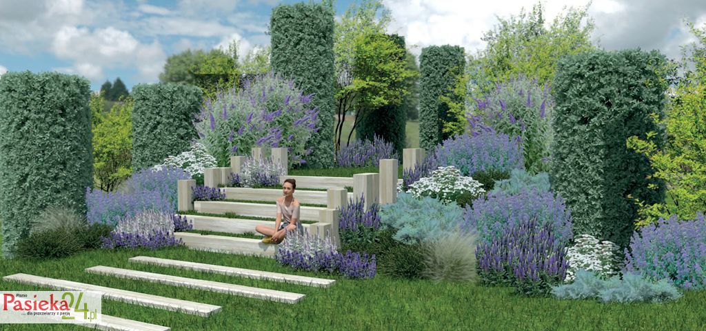 Miododajna rabata w kolorach niebieskim i fioletowym