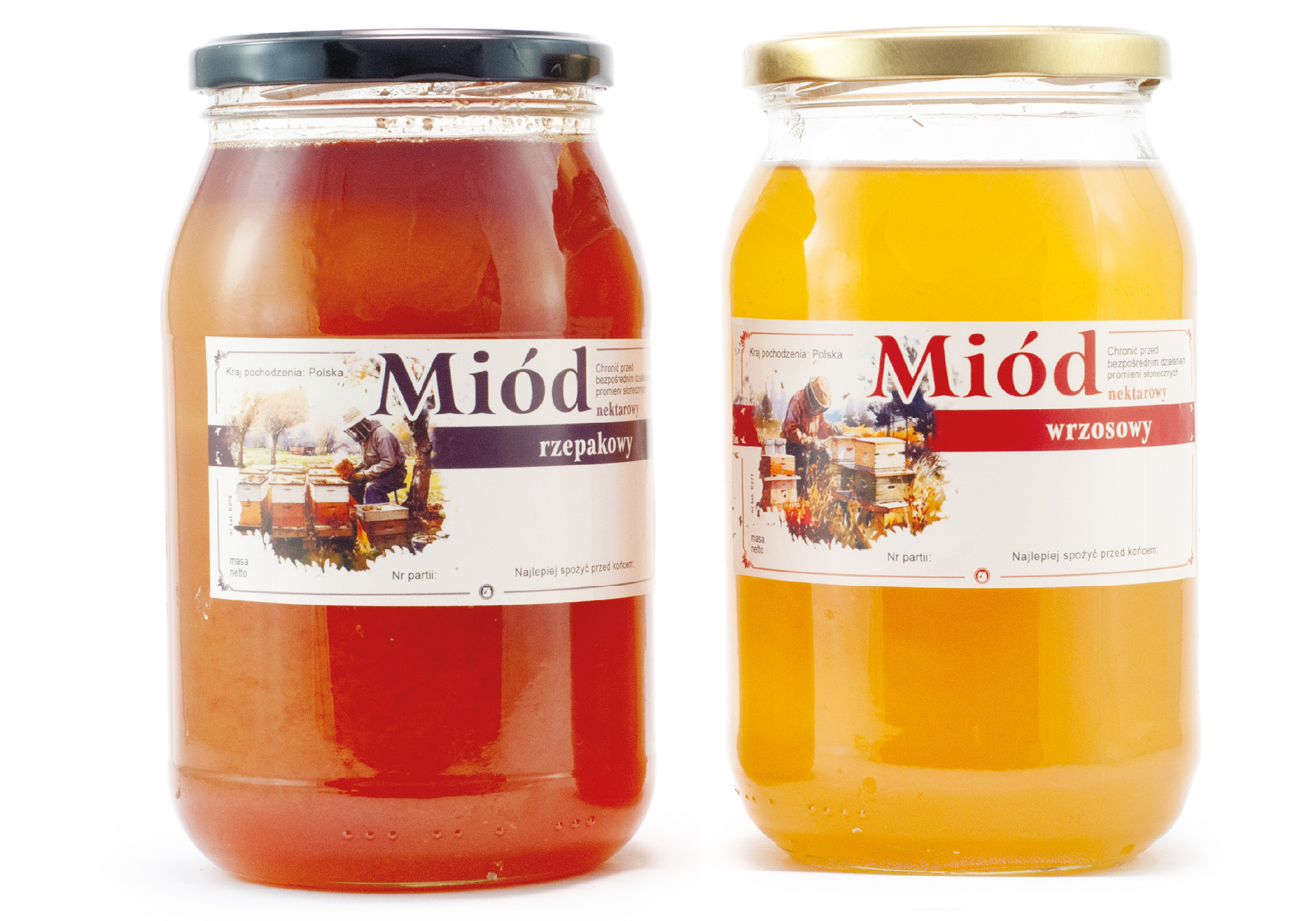Etykiety samoprzylepne na słoiki z miodem