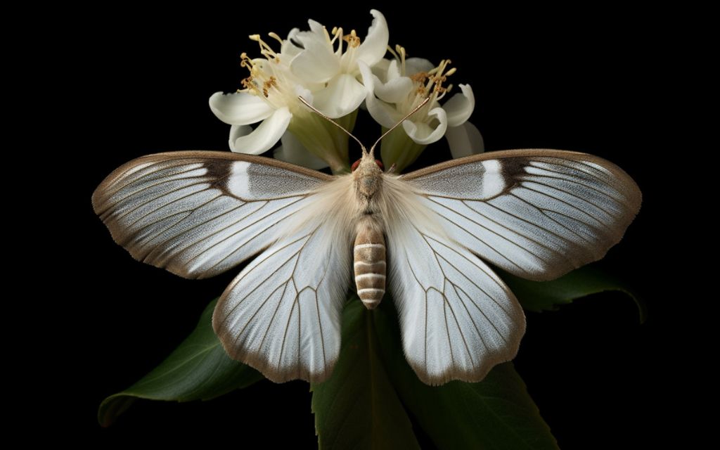 ćma na białym kwiecie MJ 2